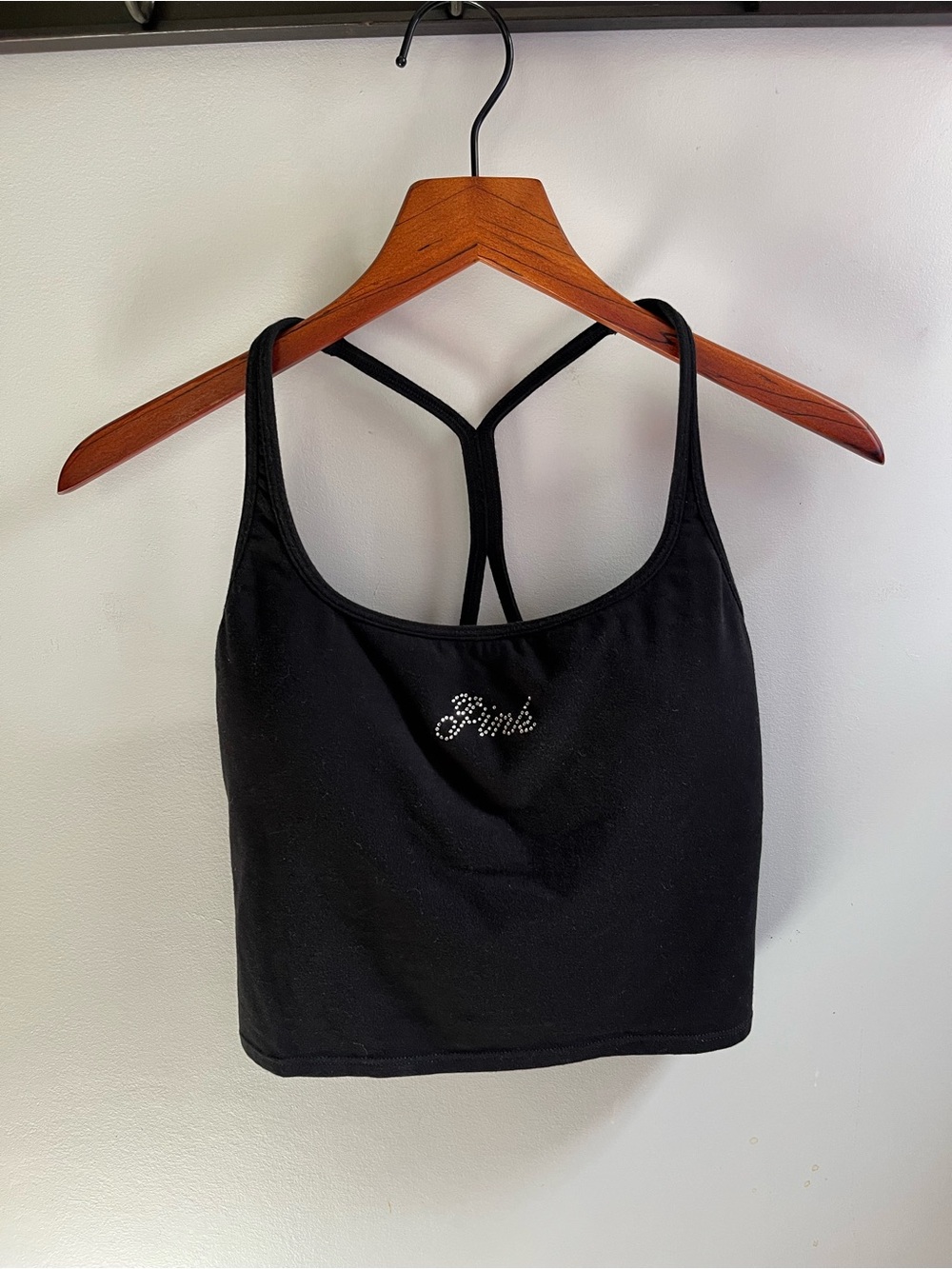 PINK Victoria's Secret Black Rhinestone Sports Bra Tank Top - Women’s M